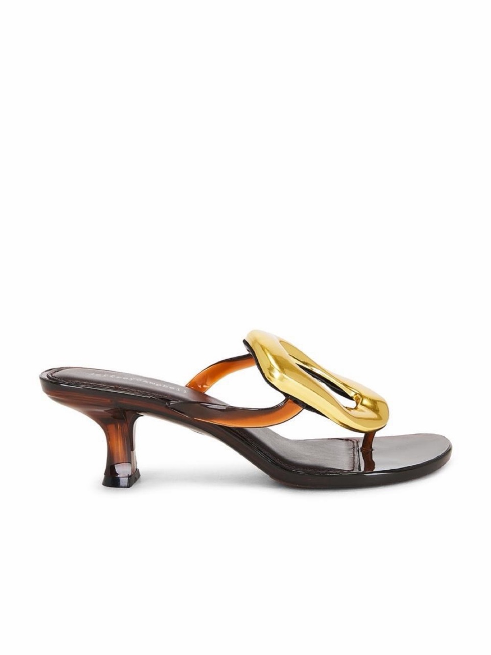 Jeffery Campbell Linq Slide Sandal Brown Shiny Gold W7 - Picture 2 of 7